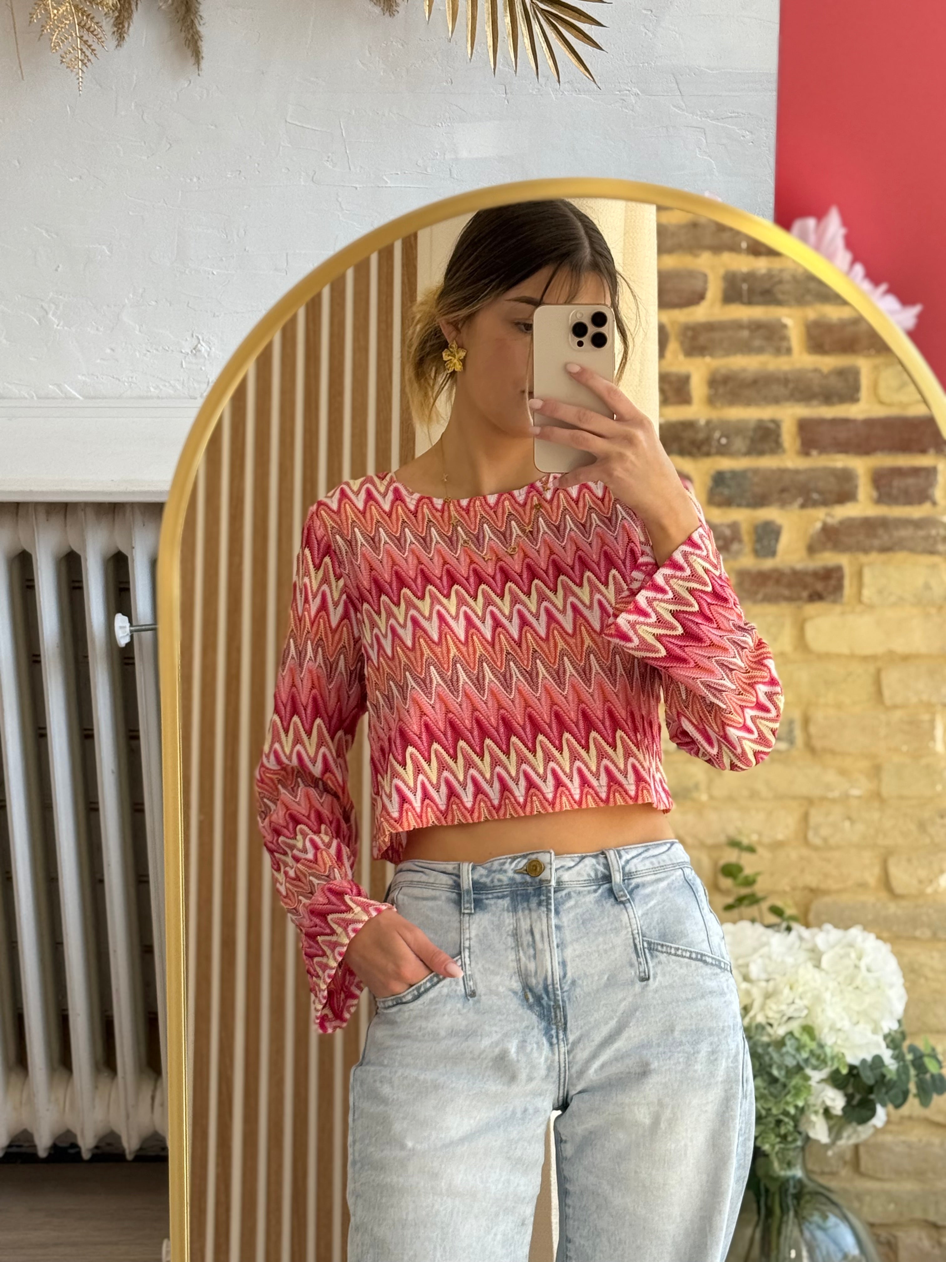 Top Sunset Waves Rose & Corail