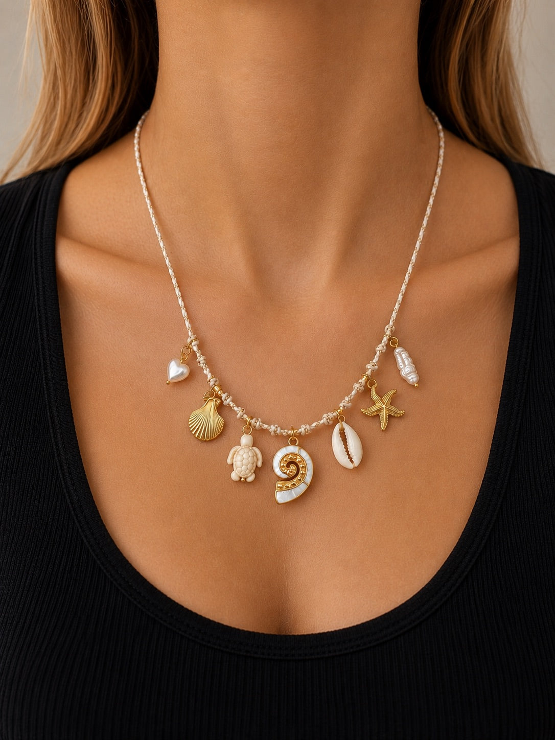 Collier Riviera Coquillages & Tortue