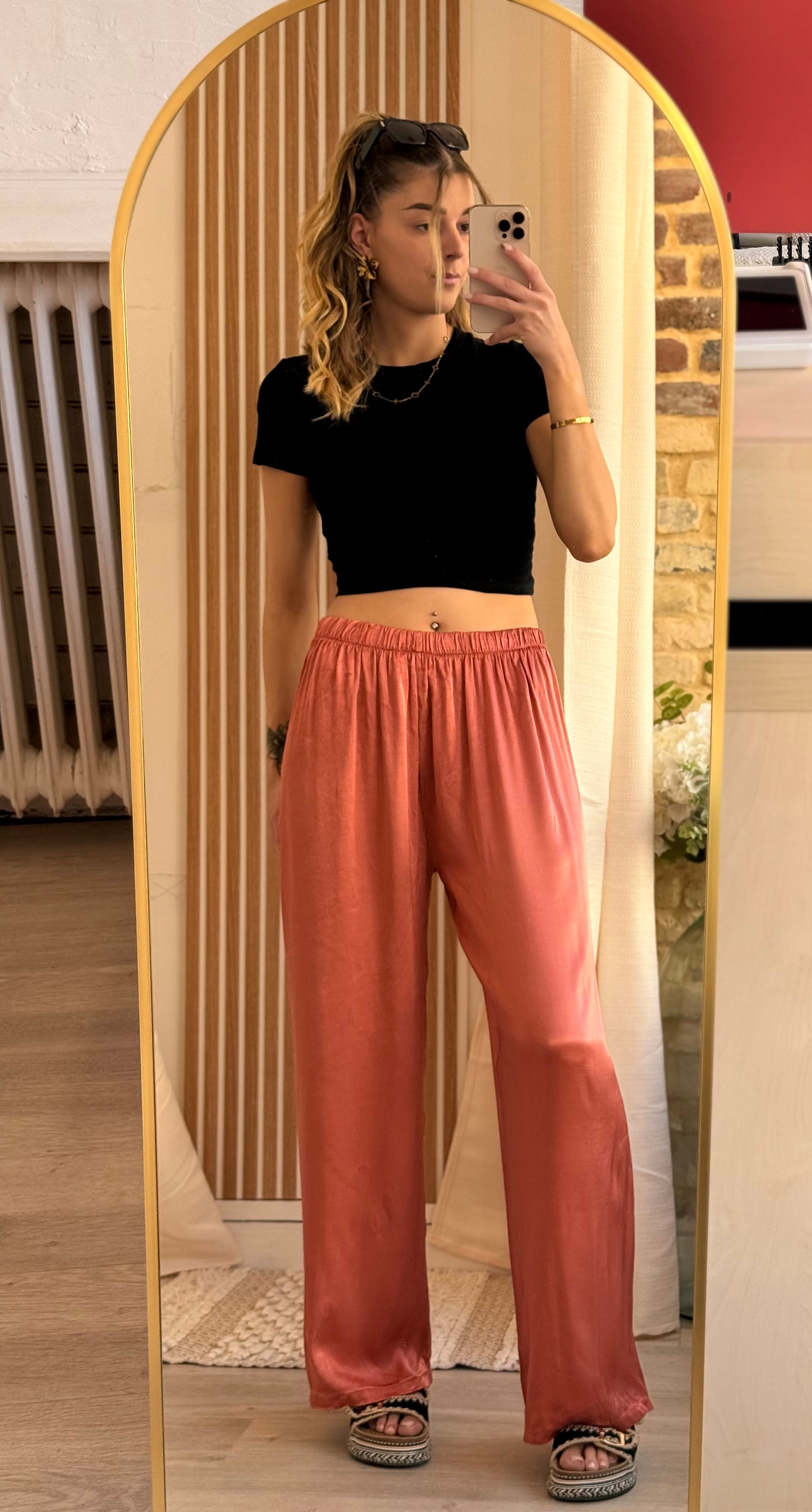 Pantalon Satin Terracotta