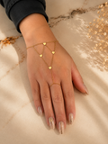 Bracelet Bague Chaîne Cœurs Dorés Romantique