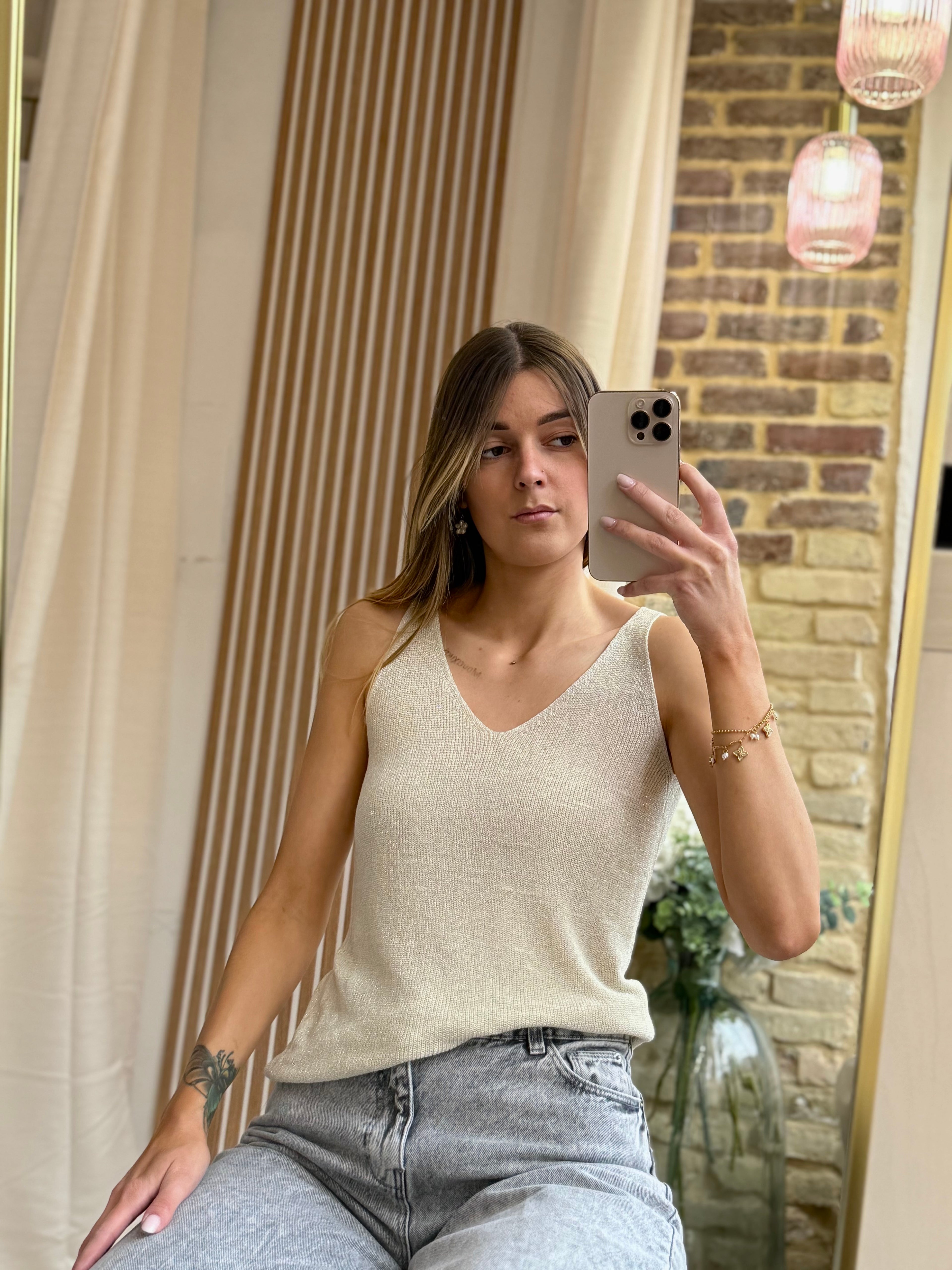 Top Beige Pailleté