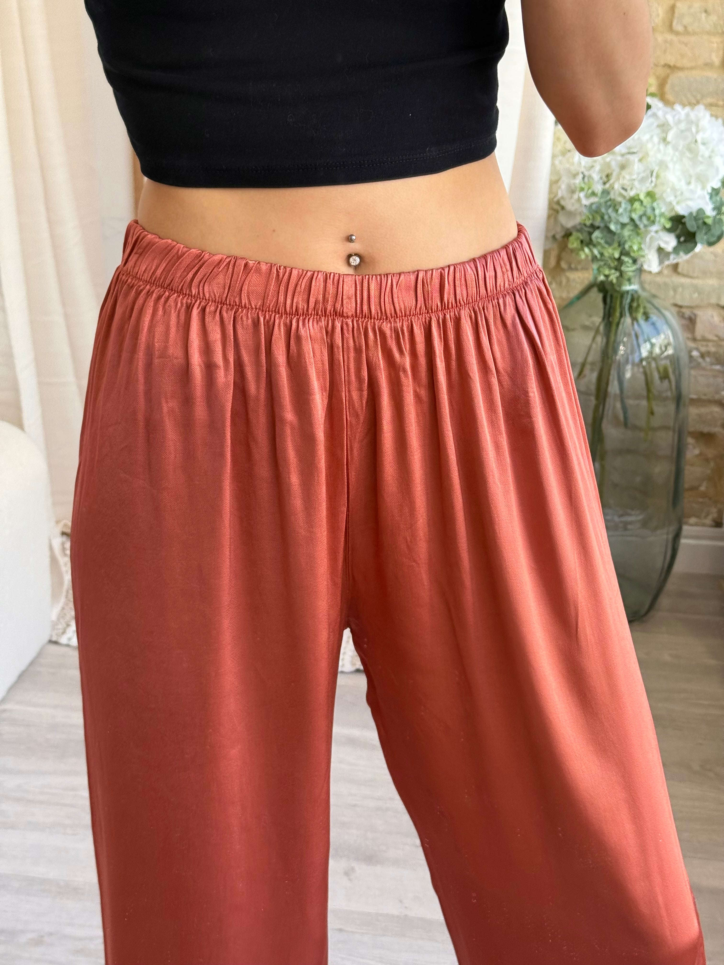 Pantalon Satin Terracotta