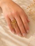Bague Chaînes Pendantes & Perles Dorée Bohème Luxe