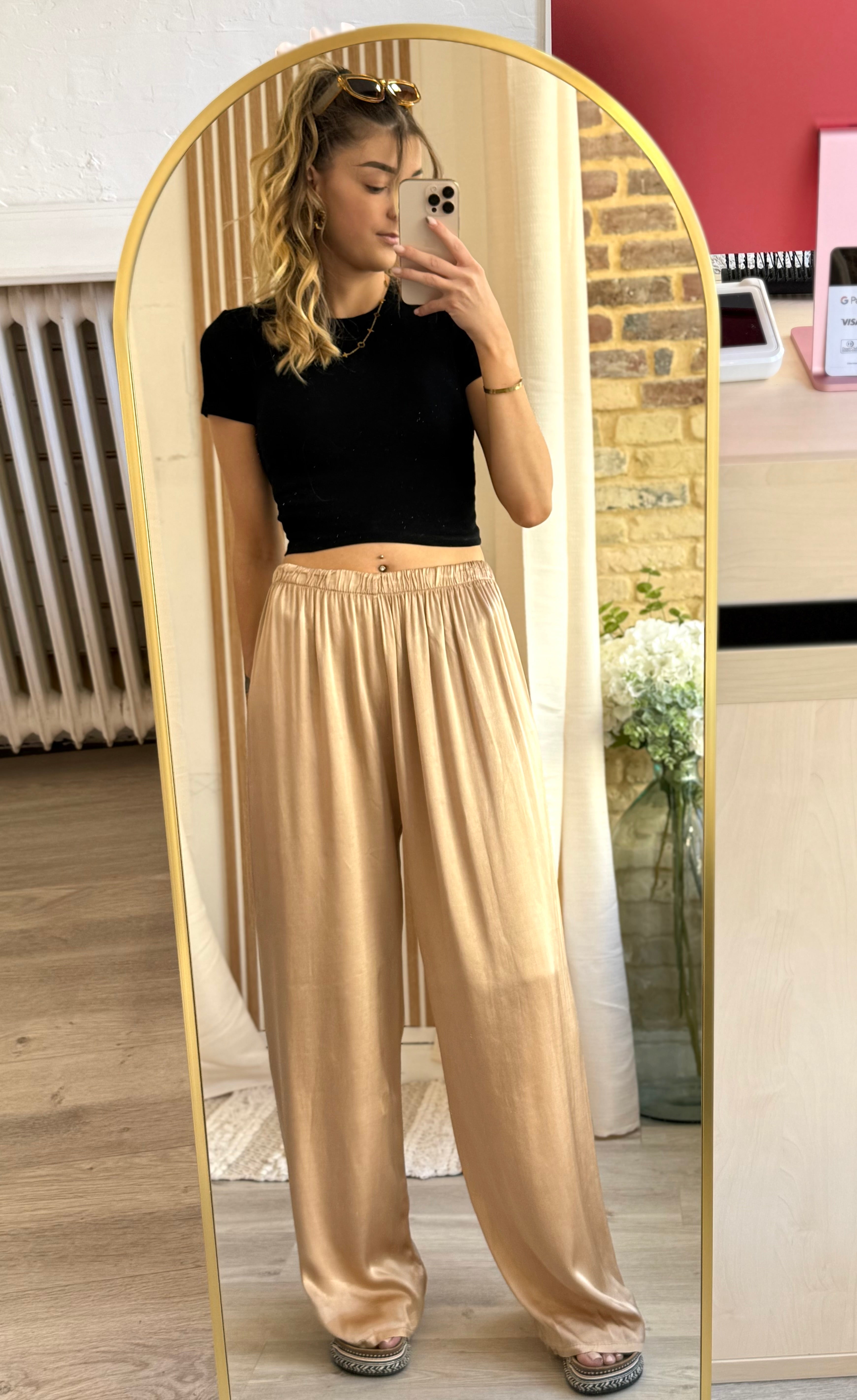 Pantalon Satin Champagne